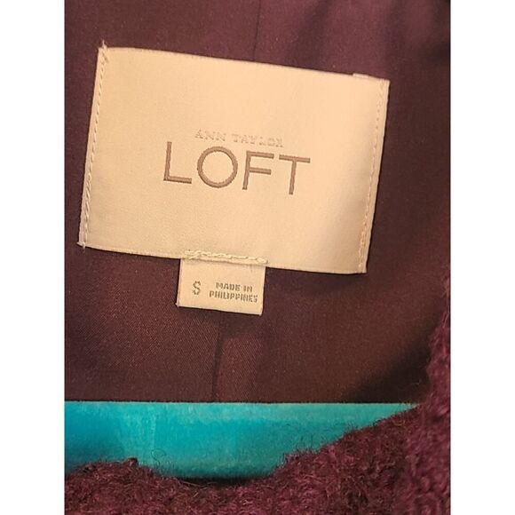 LOFT Wool Blend Funnel Neck Peacoat Women's Purple/ Eggplant Jacket | S EUC - Picture 5 of 16